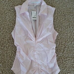 Express Pink Sleeveless Ruched Blouse